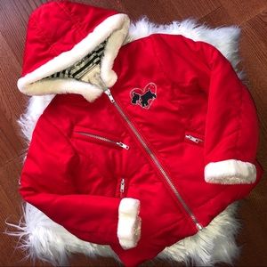 Child’s girls BELUGA NEW YORK Red winter coat fur